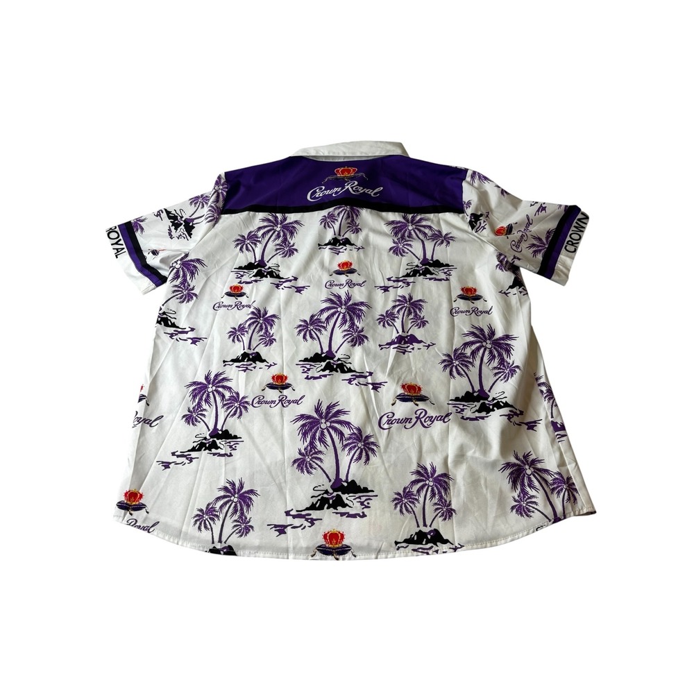 Crown Royal Mens White Purple Tropical Palm Tree Short Sleeve Button Down 5XL